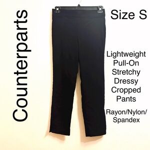Ankle Cropped Pants Spring Summer Career Work Office Stretch Pull-on Rayon Nylon